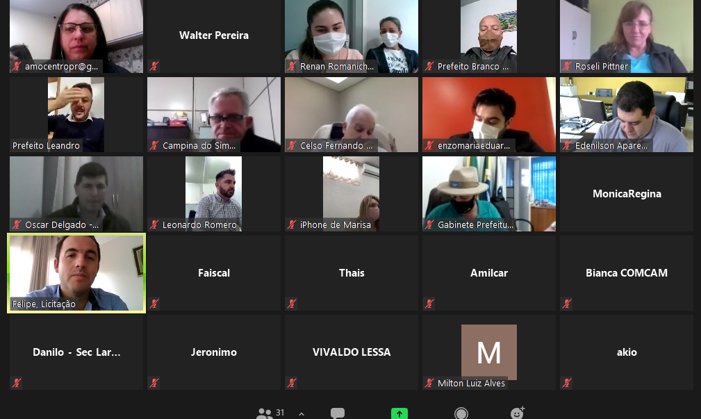 Reunião entre Comcam e Amocentro discute enfrentamento à Covid-19